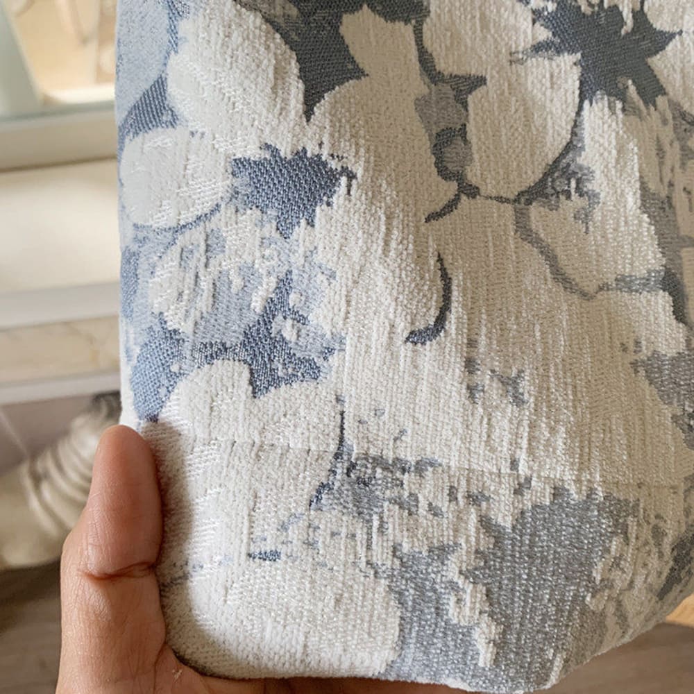 Rideaux à motifs géométriques bleus pour chambre à coucher
