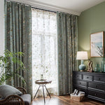 Classic Retro Blue Curtains Birds Peach Country Drapes