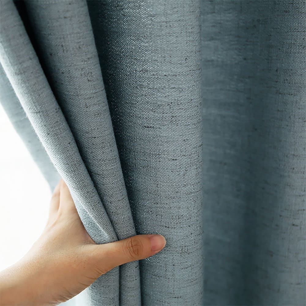 Serene Azure Blue Gray Linen Balloon Shade Curtain