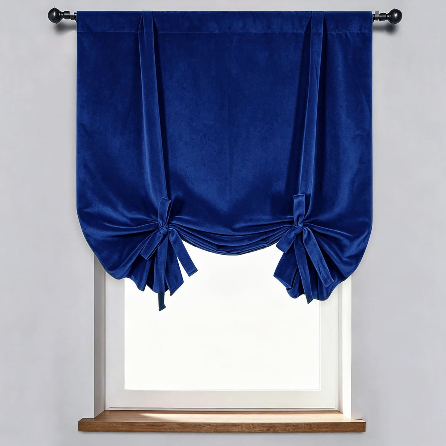 Luxurious Clein Blue Velvet Balloon Shade Curtains