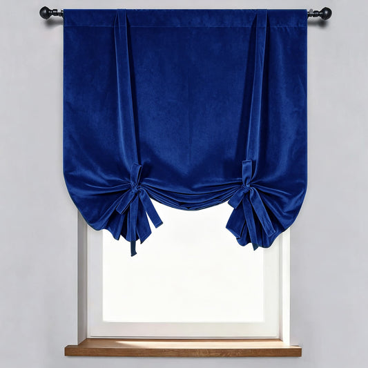 Luxurious Clein Blue Velvet Balloon Shade Curtains