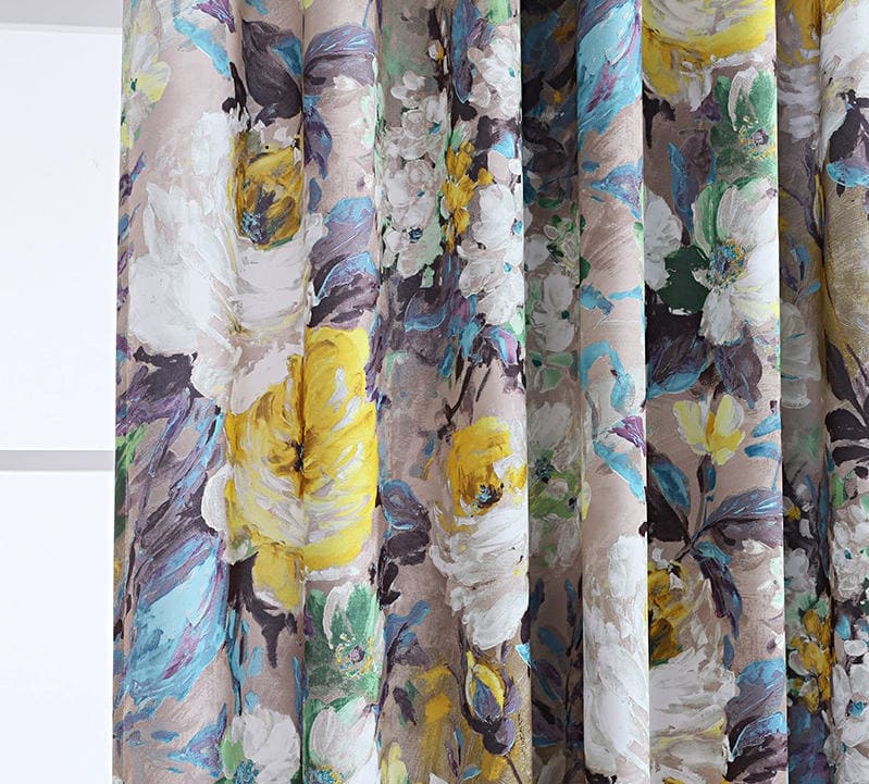 Oil Painting Art Monet Blue and Purple Flowers Garden Curtains 2 Panels Living Room