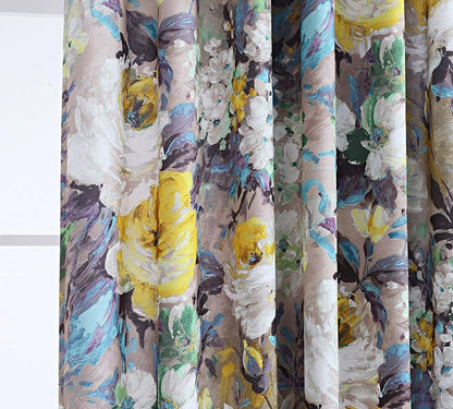 Oil Painting Art Monet Blue and Purple Flowers Garden Curtains 2 Panels Living Room