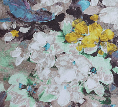 Oil Painting Art Monet Blue and Purple Flowers Garden Curtains 2 Panels Living Room