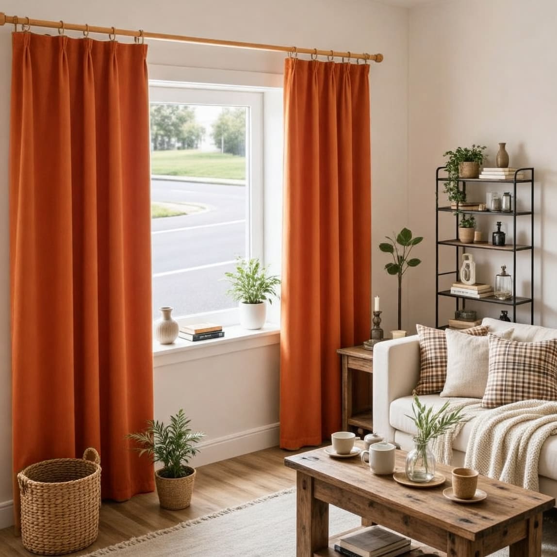 Rideaux assombrissants en lin et coton Orange, pour chambre à coucher, draperies d'érable d'automne, 2 panneaux