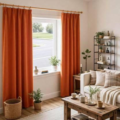 Rideaux assombrissants en lin et coton Orange, pour chambre à coucher, draperies d'érable d'automne, 2 panneaux