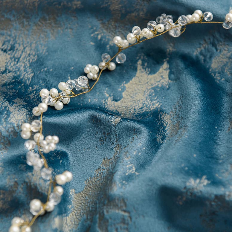 Luxurious Shimmering Blue Bronzing Velvet Curtains