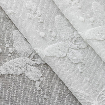 3D Relief Butterfly Ethereal White Sheer Curtains Pinch Pleat Voiles