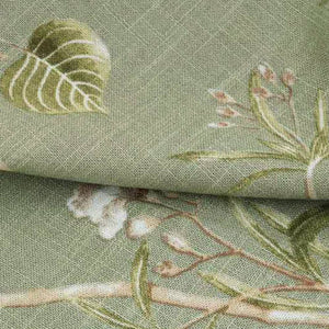 Classic Retro Kale Green Curtains Birds Peach Country Drapes