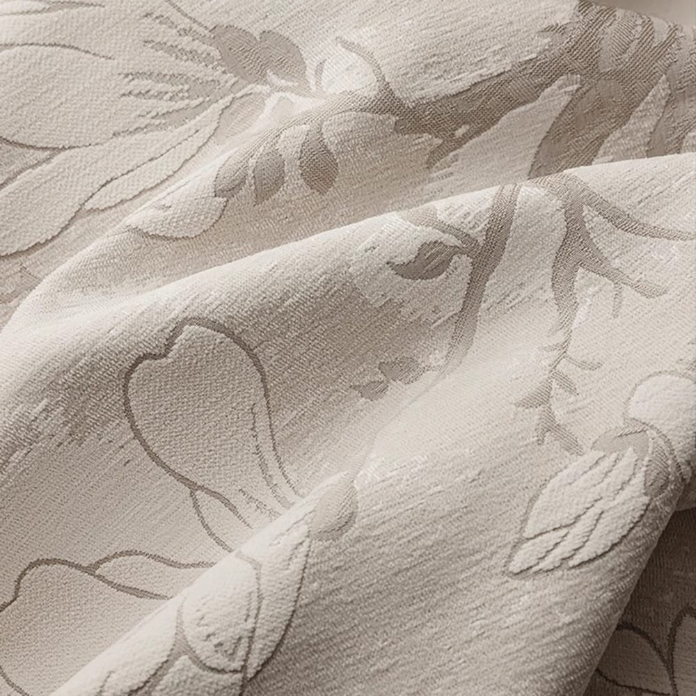 Double Sided Chenille Magnolia Floral Jacquard Curtains for Living Room