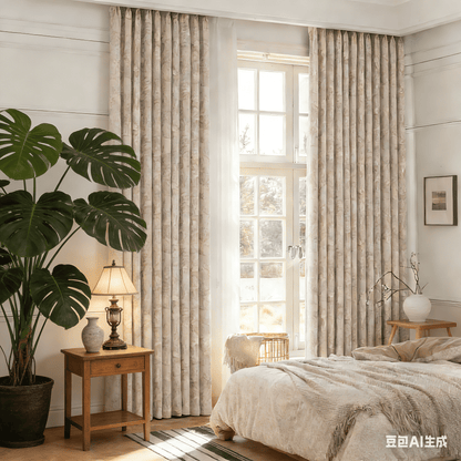 Cozy Happy Deer Tree Chenille Jacquard Farmhouse Elegant Curtains
