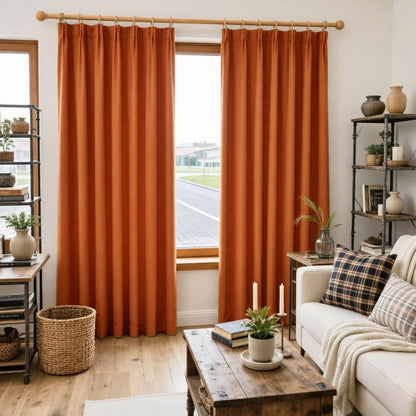 Rideaux assombrissants en lin et coton Orange, pour chambre à coucher, draperies d'érable d'automne, 2 panneaux