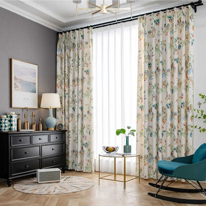 Floral pinch pleat curtains for living room darkening ceiling drapes