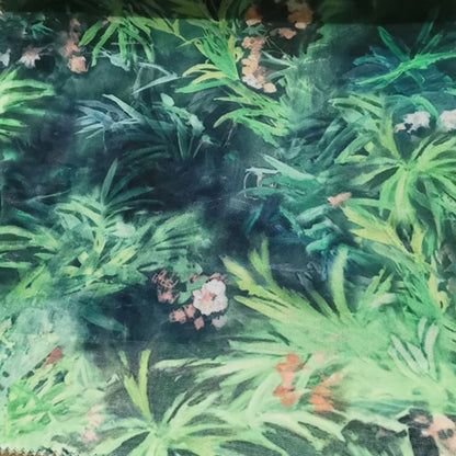 Monet’s Meadow Spring Vale Pink Wildflower Emerald Oil Print Curtains