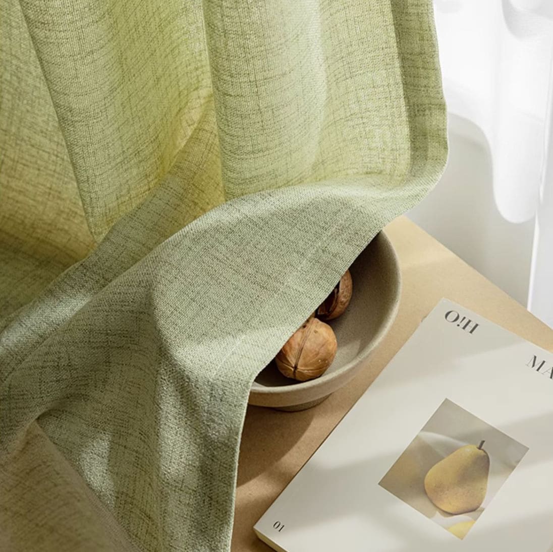 Fresh Natural Lime Green Light Filtering Sheer Curtains Panels