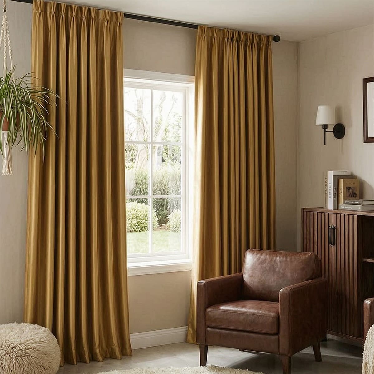 Elegant Antique Gold Blackout Curtains Thermal Insulated Drapes