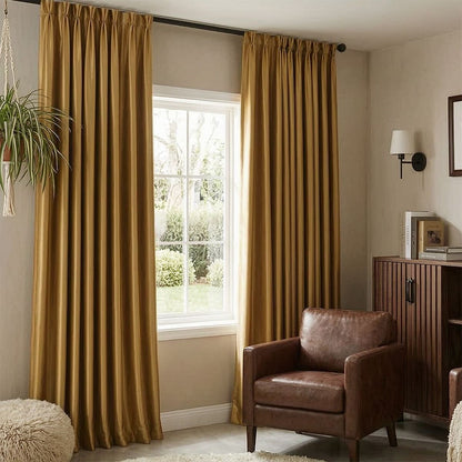 Elegant Antique Gold Blackout Curtains Thermal Insulated Drapes