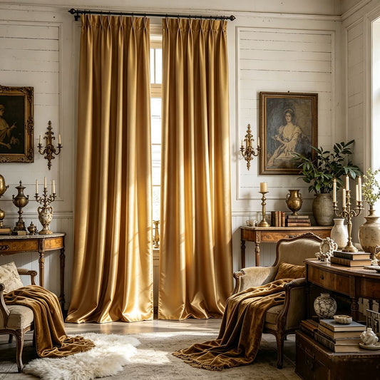 Antique Golden Elegance Blackout Pinch Pleat Curtains