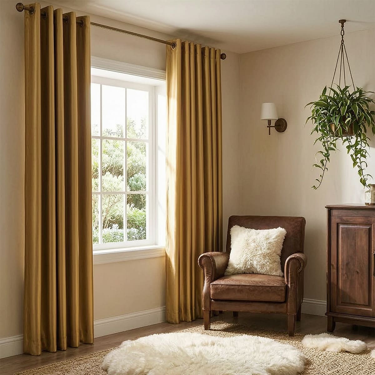 Elegant Antique Gold Blackout Curtains Thermal Insulated Drapes