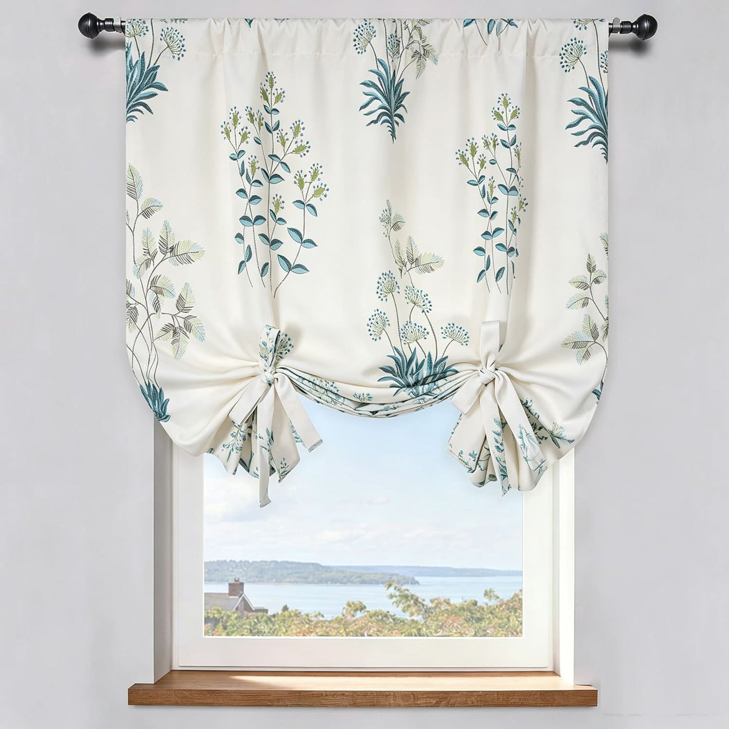 Blue Orchid Grass White Balloon Shade Curtains Living Room Ceiling Drapes