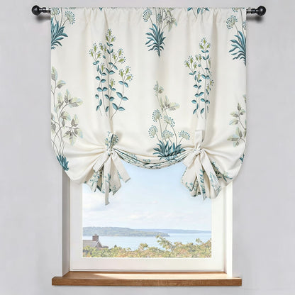 Blue Orchid Grass White Balloon Shade Curtains Living Room Ceiling Drapes