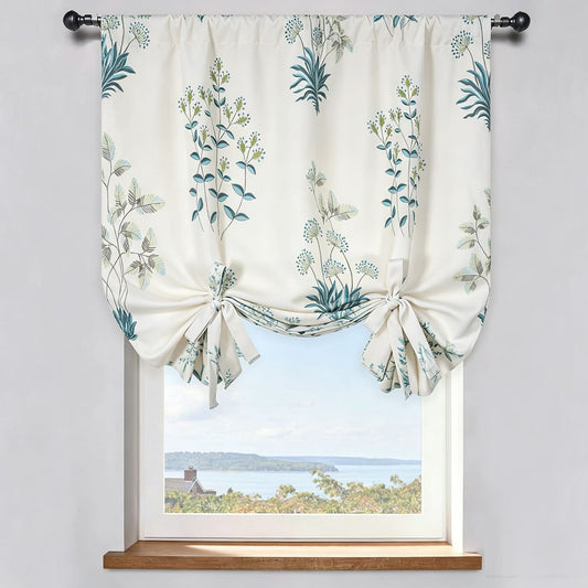 Blue Orchid Grass White Balloon Shade Curtains Living Room Ceiling Drapes
