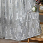 Gray Velvet Jacquard Floral Sheer Curtains