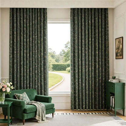 Pastoral Romance Double-Sided Small Floral Jacquard Chenille Drapes