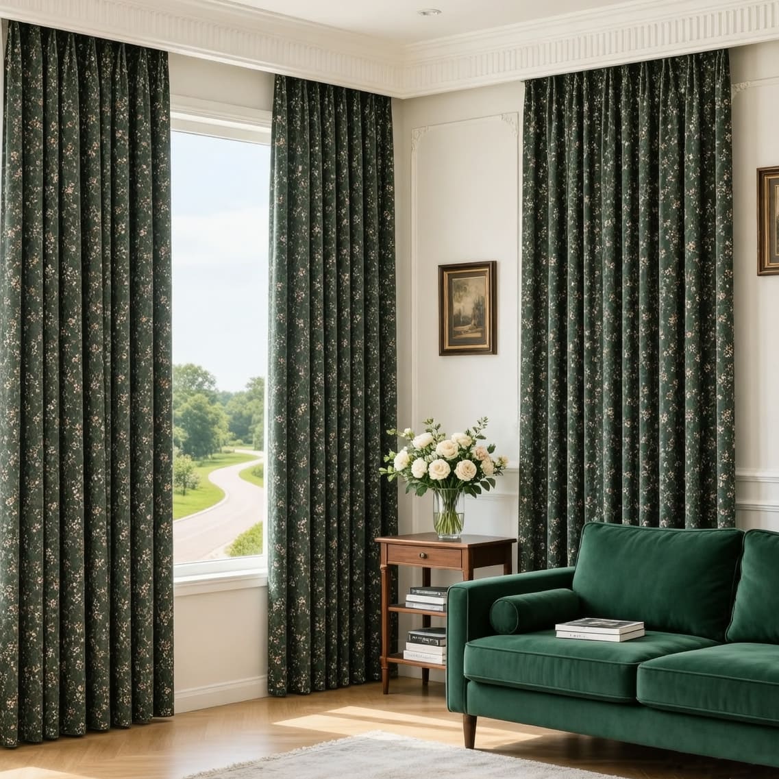 Pastoral Romance Double-Sided Small Floral Jacquard Chenille Drapes