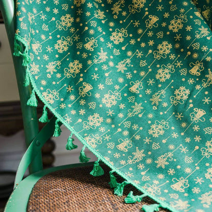 Green christmas kitchen curtains tassel decorative drapery panels