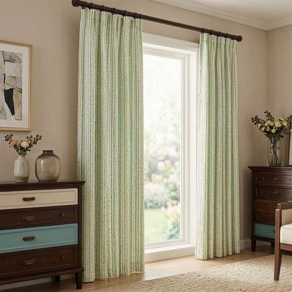 Rideaux à motifs géométriques bleus pour chambre à coucher
