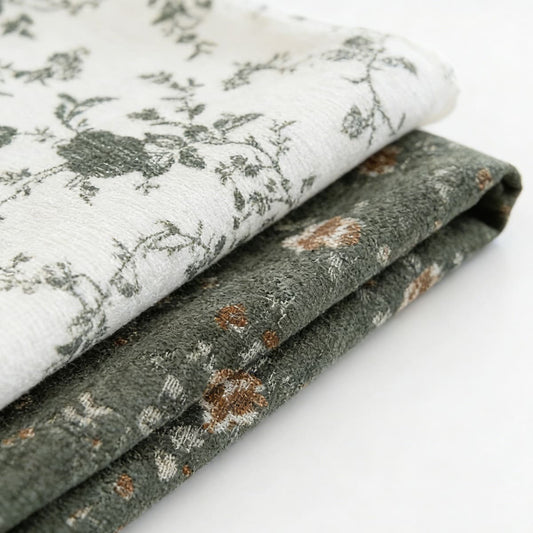 Custom Pastoral Romance Double-Sided Small Floral Jacquard Chenille Drapes