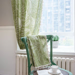 Plant Pattern Curtains Natrual Linen Green Drapes