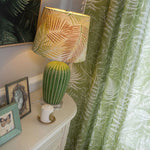 Plant Pattern Curtains Natrual Linen Green Drapes