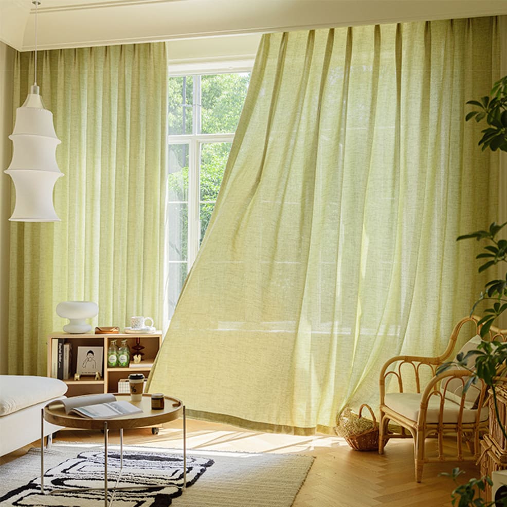 Fresh Natural Lime Green Light Filtering Sheer Curtains Panels