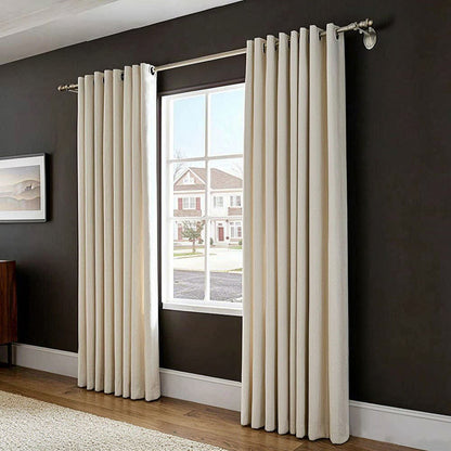 Cream White Chenille Jacquard Herring Bone Curtains Polyline Drapes