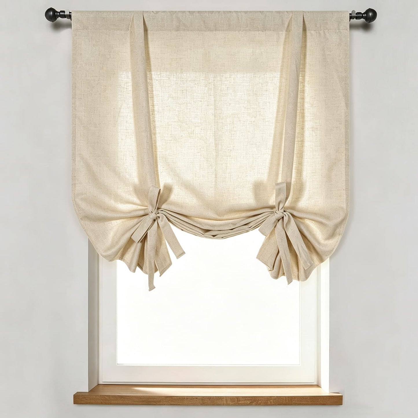 Simple Texture Harmony Warm Beige Linen Natural Balloon Shade Curtain
