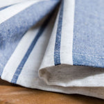 Blue Stripe Curtains Natrual Linen Drapes