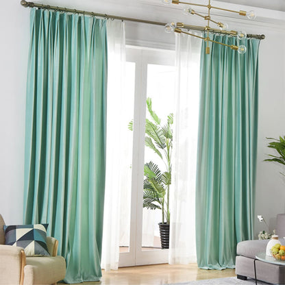 Luxury Mint Green Velvet Curtains 108 Inches Long Thermal Insulated Drapes
