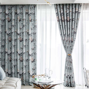 modern greenish floral door curtains for living room custom drapes