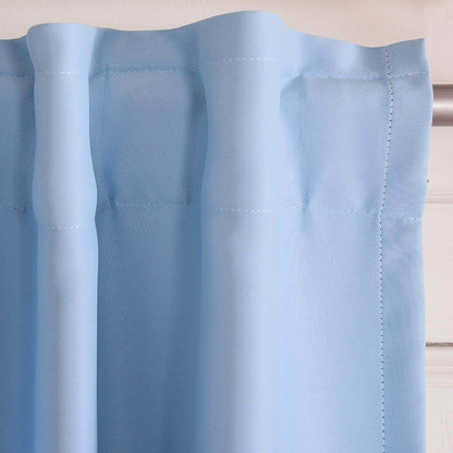 Modern short sky blue kitchen curtains back tab window drapes for sale