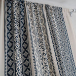 Geometric Navy Blue Printed Cotton Linen Curtains Window Drapes