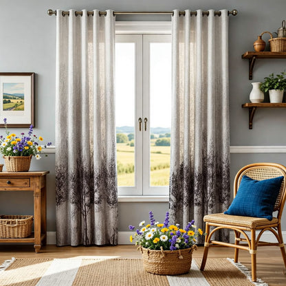 Watercolor Tree Curtains Drapes for Bedroom/Living Room 2 Panels