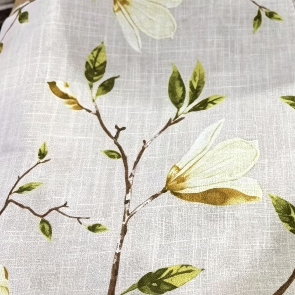 Spring Garden Magnolia Blossom Off‑White Curtains