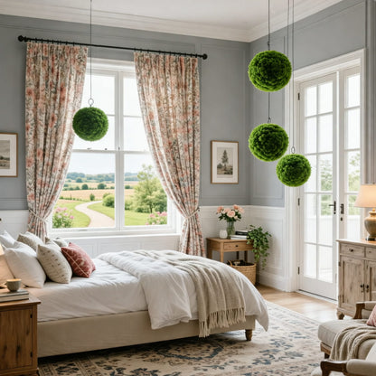 Vintage Country Beige Pink Daisy Floral Curtains