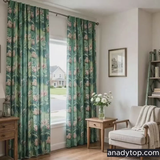 Beautiful Flowers in Green Rainforest Curtains Art Painting Drapes for Living Room