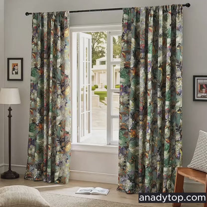 Oil Painting Art Monet Blooming Flowers Curtains 2 Panels Living Room