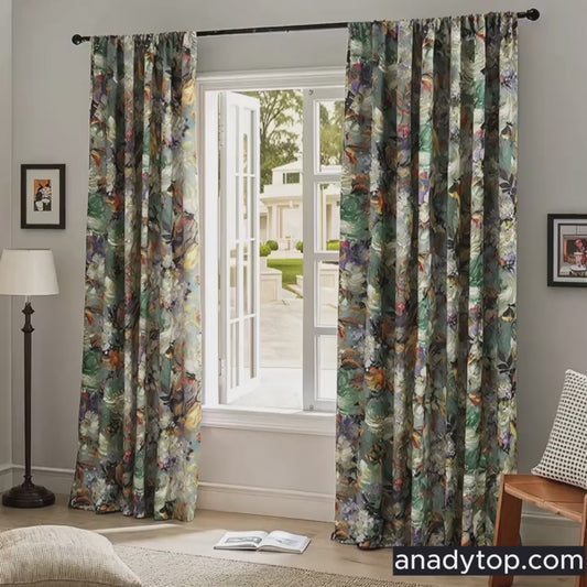 Oil Painting Art Monet Blooming Flowers Curtains 2 Panels Living Room