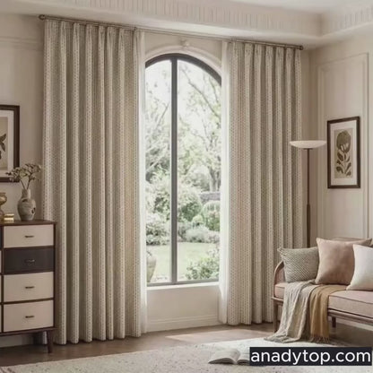 Minimalist Beige & Black Vertical Dot Striped Curtains