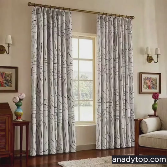 Minimalist Black & White Abstract Line Art Curtains